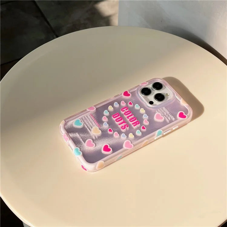 For iPhone 14 Pro TPU+PC Cover Heart Pattern IMD Drop-proof Cell Phone Case