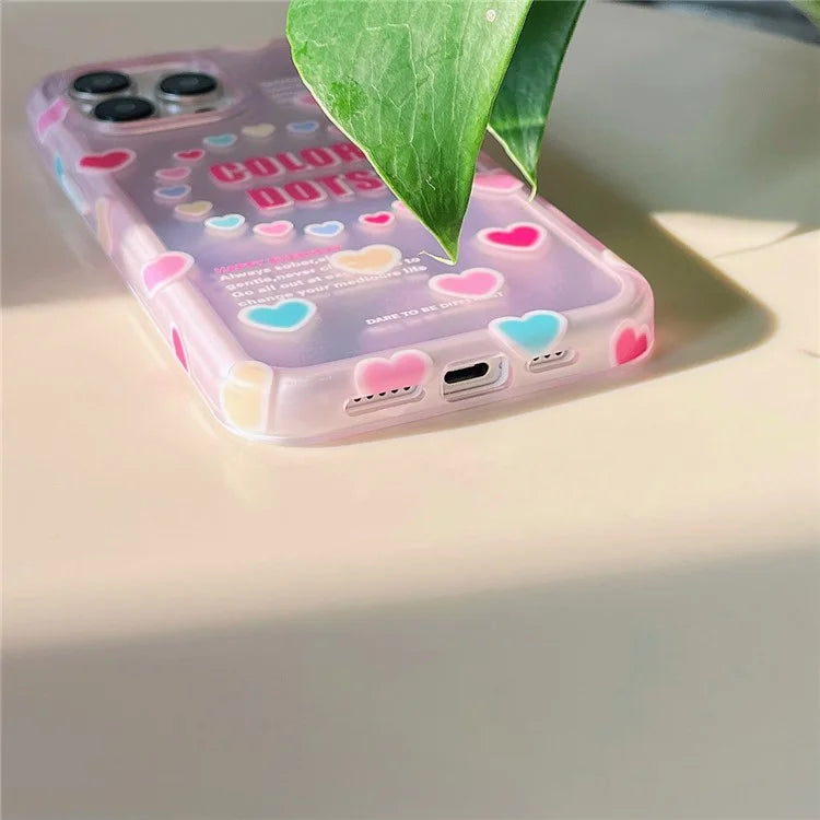 For iPhone 15 Pro Max Case IMD Heart Pattern TPU+PC Protective Phone Cover