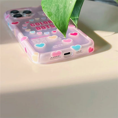 For iPhone 15 Pro Max Case IMD Heart Pattern TPU+PC Protective Phone Cover