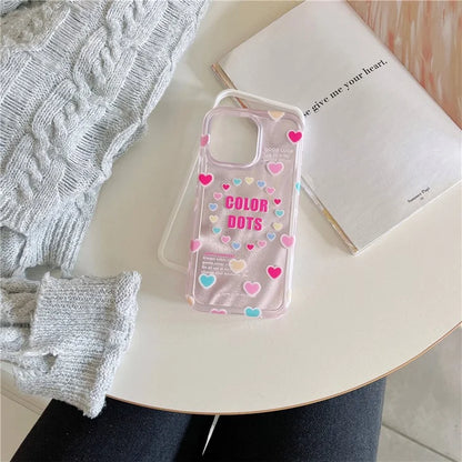 For iPhone 15 Pro Max Case IMD Heart Pattern TPU+PC Protective Phone Cover