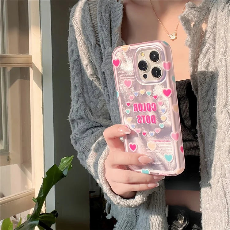 For iPhone 15 Pro Max Case IMD Heart Pattern TPU+PC Protective Phone Cover