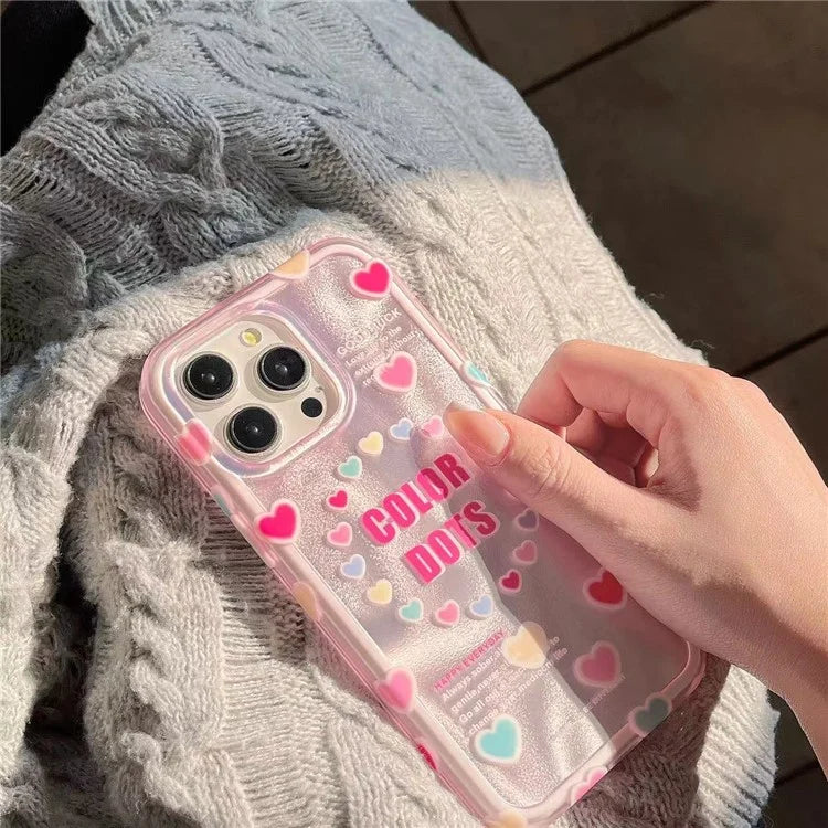 For iPhone 15 Pro Max Case IMD Heart Pattern TPU+PC Protective Phone Cover