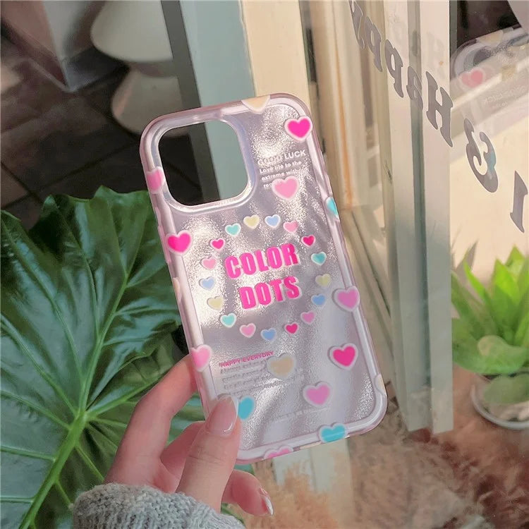 For iPhone 15 Pro Max Case IMD Heart Pattern TPU+PC Protective Phone Cover
