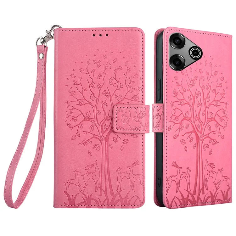 For TECNO Pova 6 Pro 5G Wallet Case Tree Imprinted Stand Leather Phone Cover