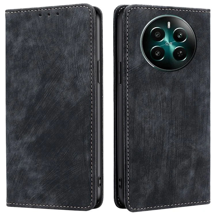For Realme 12+ 5G Flip Case Leather Shockproof Phone Cover with RFID Blocking Wallet