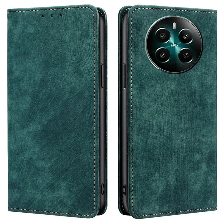 For Realme 12+ 5G Flip Case Leather Shockproof Phone Cover with RFID Blocking Wallet