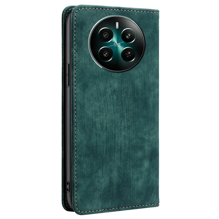 For Realme 12+ 5G Flip Case Leather Shockproof Phone Cover with RFID Blocking Wallet