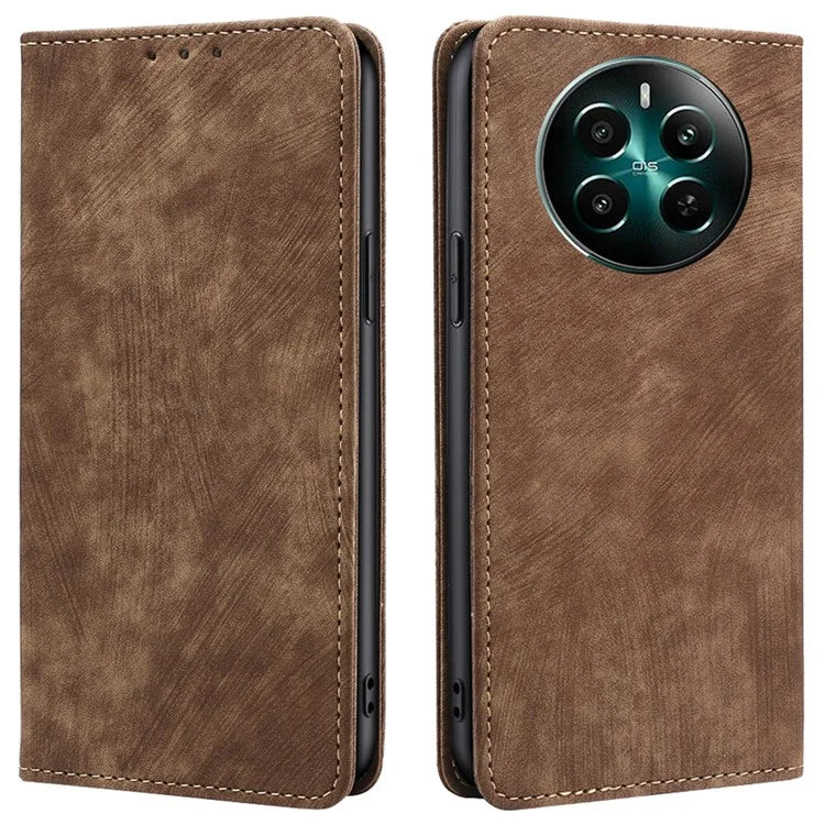 For Realme 12+ 5G Flip Case Leather Shockproof Phone Cover with RFID Blocking Wallet