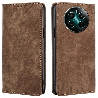 For Realme 12+ 5G Flip Case Leather Shockproof Phone Cover with RFID Blocking Wallet