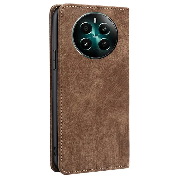 For Realme 12+ 5G Flip Case Leather Shockproof Phone Cover with RFID Blocking Wallet