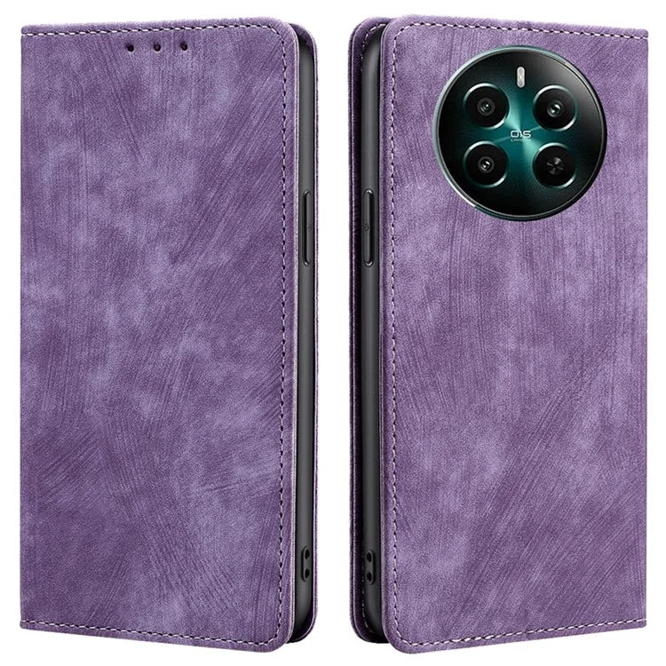 For Realme 12+ 5G Flip Case Leather Shockproof Phone Cover with RFID Blocking Wallet