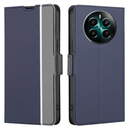 For Realme 12+ 5G Case Card Slots Leather Phone Cover Twill Texture