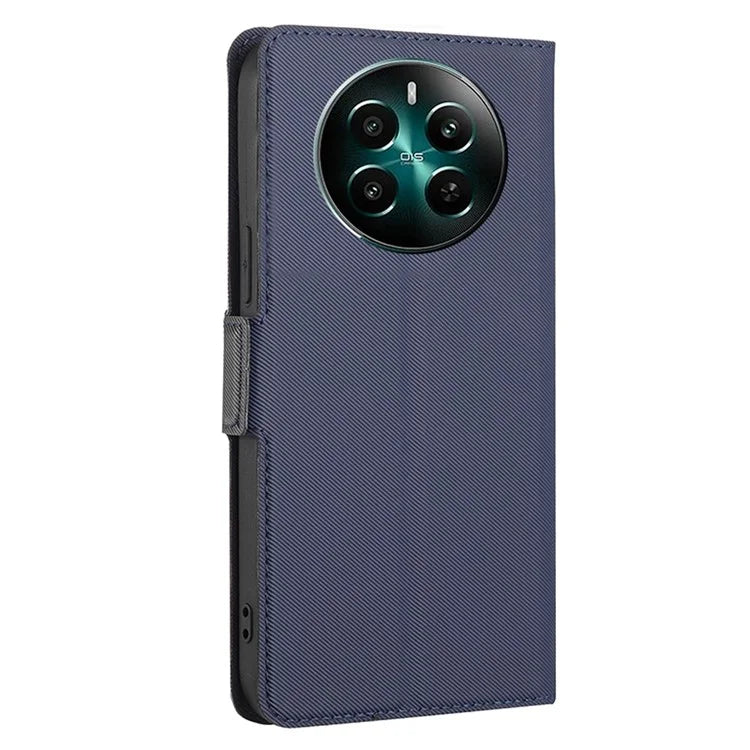 For Realme 12+ 5G Case Card Slots Leather Phone Cover Twill Texture