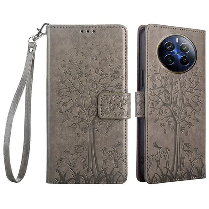 For Realme 12 Pro 5G / 12 Pro+ 5G Leather Case Tree Pattern Wallet Phone Cover