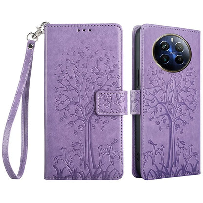 For Realme 12 Pro 5G / 12 Pro+ 5G Leather Case Tree Pattern Wallet Phone Cover