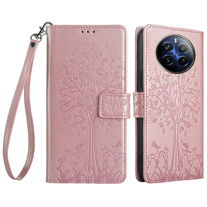 For Realme 12 Pro 5G / 12 Pro+ 5G Leather Case Tree Pattern Wallet Phone Cover