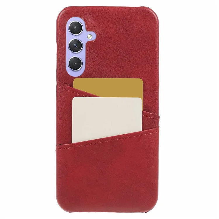 For Samsung Galaxy A15 5G Shockproof Case 2 Card Slots PU+PC Back Phone Cover