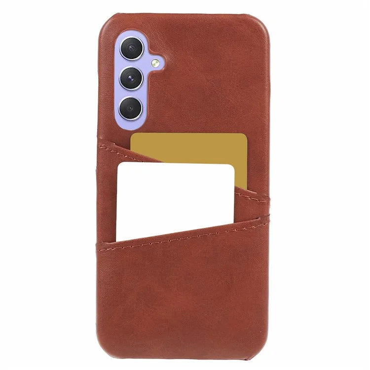 For Samsung Galaxy A15 5G Shockproof Case 2 Card Slots PU+PC Back Phone Cover