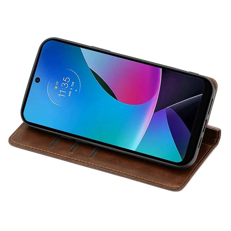 For Motorola Moto E14 4G / G04 4G / G04s 4G / G24 4G Wallet Case Magnetic Closure Anti-Drop Leather Phone Cover