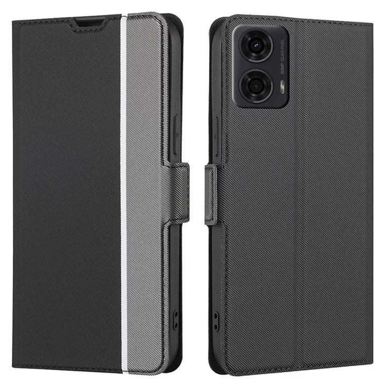 For Motorola Moto E14 4G / G04 4G / G04s 4G / G24 4G Leather Case Twill Texture Card Slots Cell Phone Cover