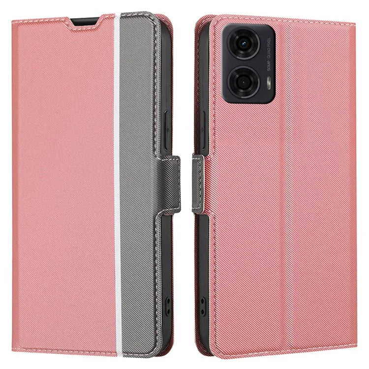 For Motorola Moto E14 4G / G04 4G / G04s 4G / G24 4G Leather Case Twill Texture Card Slots Cell Phone Cover