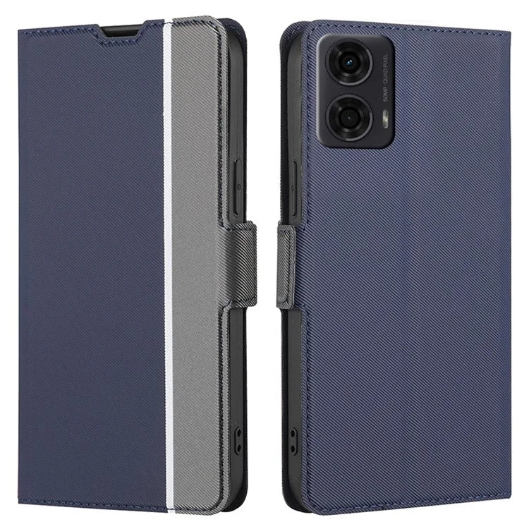 For Motorola Moto E14 4G / G04 4G / G04s 4G / G24 4G Leather Case Twill Texture Card Slots Cell Phone Cover