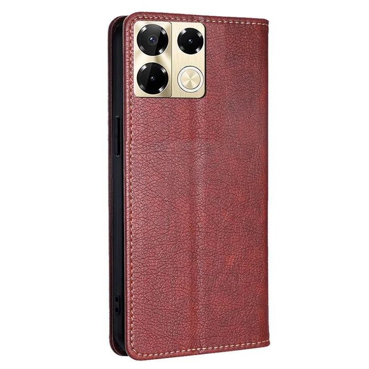 For Infinix Note 40 Pro 5G Case Solid Color PU Leather Flip Wallet Stand Cover