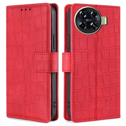 For TECNO Spark 20 Pro+ Phone Case Crocodile Texture PU Leather Protective Cover