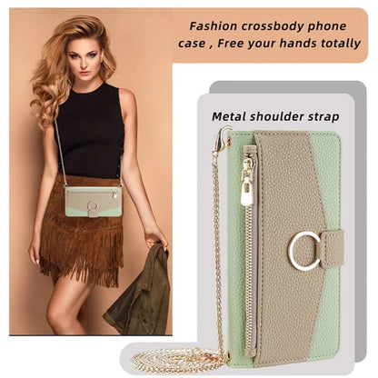 For Xiaomi Redmi Note 13R Pro 5G Case Zipper Wallet Mirror Leather Phone Cover with Shoulder Strap