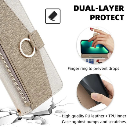 For Xiaomi Redmi Note 13R Pro 5G Case Zipper Wallet Mirror Leather Phone Cover with Shoulder Strap