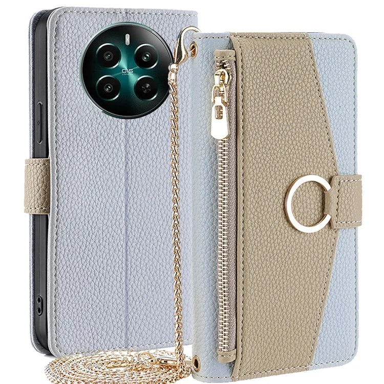 For Realme 12+ 5G Case Mirror Design PU Leather Crossbody Wallet Flip Phone Cover