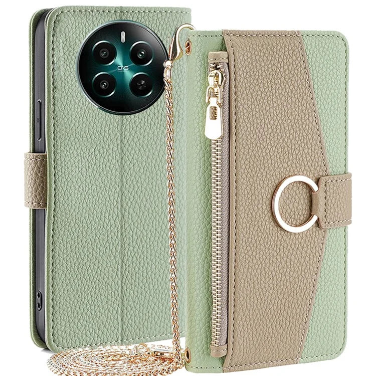 For Realme 12+ 5G Case Mirror Design PU Leather Crossbody Wallet Flip Phone Cover