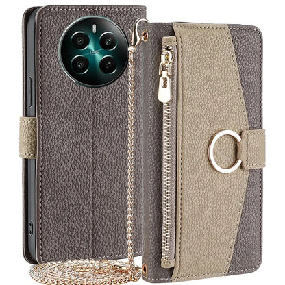 For Realme 12+ 5G Case Mirror Design PU Leather Crossbody Wallet Flip Phone Cover