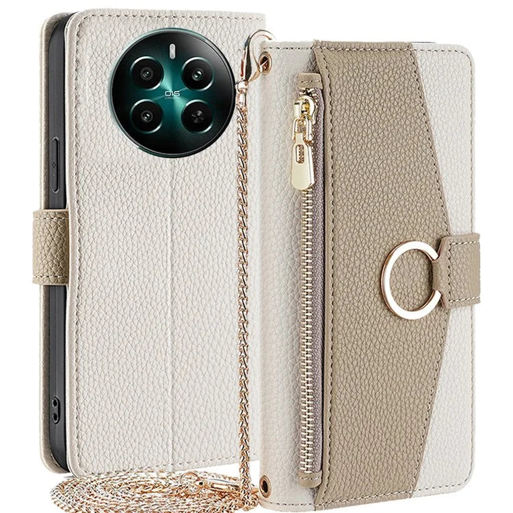 For Realme 12+ 5G Case Mirror Design PU Leather Crossbody Wallet Flip Phone Cover