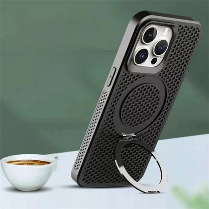 For iPhone 12 / 12 Pro Case Honeycomb Texture PC+TPU Magnetic Cover with Kickstand