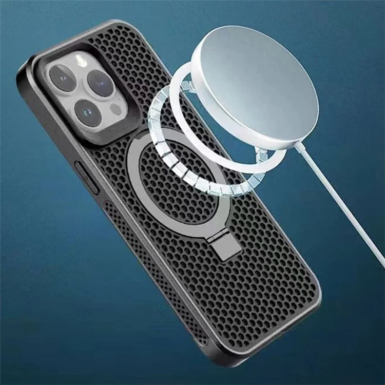 For iPhone 12 / 12 Pro Case Honeycomb Texture PC+TPU Magnetic Cover with Kickstand