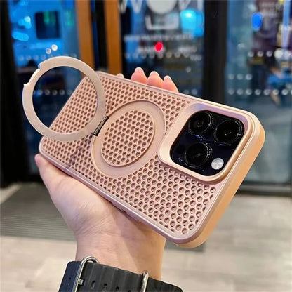 For iPhone 12 / 12 Pro Case Honeycomb Texture PC+TPU Magnetic Cover with Kickstand