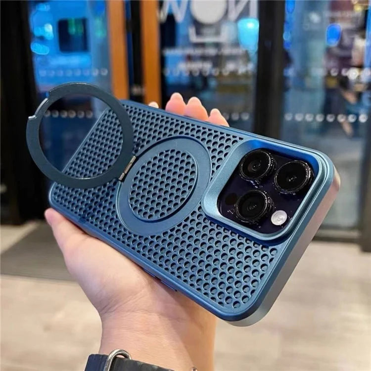 For iPhone 12 / 12 Pro Case Honeycomb Texture PC+TPU Magnetic Cover with Kickstand