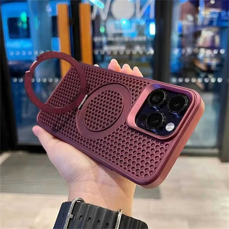 For iPhone 12 / 12 Pro Case Honeycomb Texture PC+TPU Magnetic Cover with Kickstand