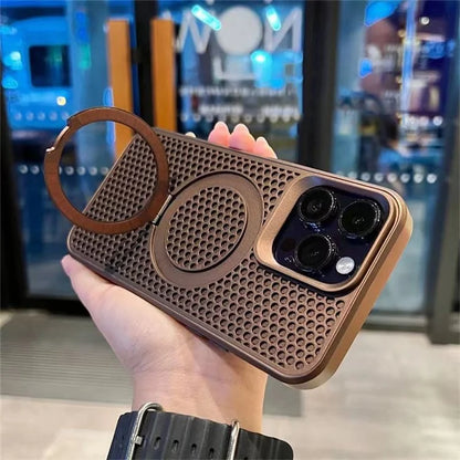 For iPhone 12 / 12 Pro Case Honeycomb Texture PC+TPU Magnetic Cover with Kickstand