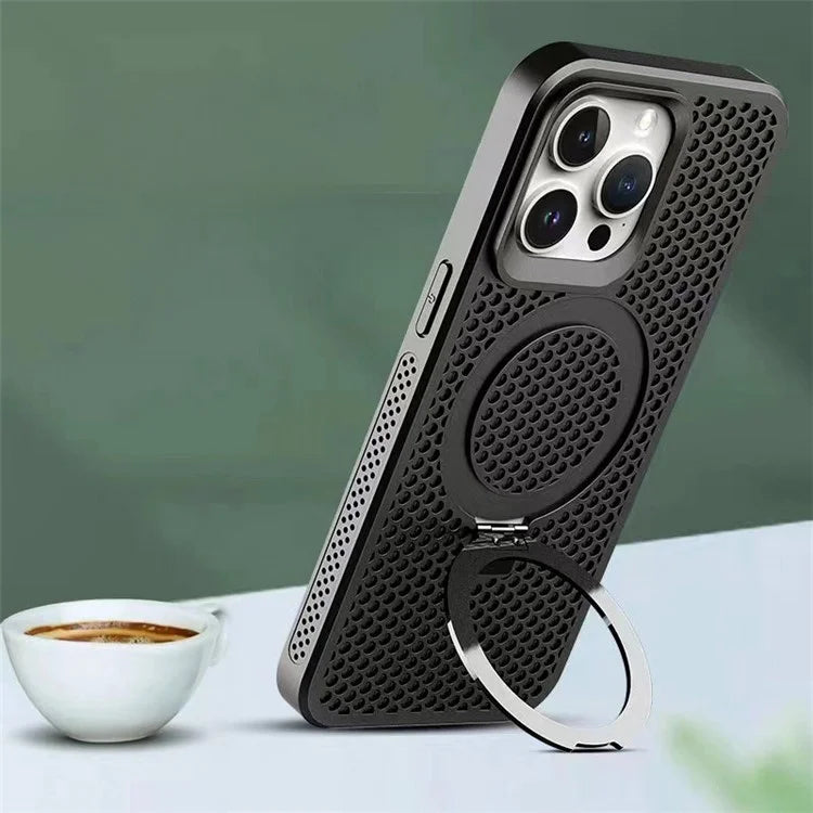 For iPhone 12 / 12 Pro Case Honeycomb Texture PC+TPU Magnetic Cover with Kickstand