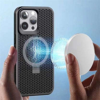 For iPhone 12 Pro Max Case PC+TPU Phone Cover Cooling Kickstand Compatible with MagSafe