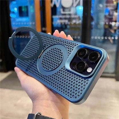 For iPhone 12 Pro Max Case PC+TPU Phone Cover Cooling Kickstand Compatible with MagSafe
