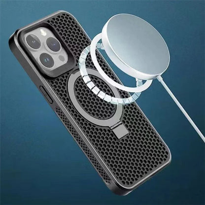 For iPhone 12 Pro Max Case PC+TPU Phone Cover Cooling Kickstand Compatible with MagSafe