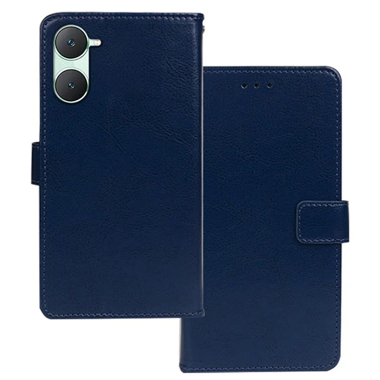 IDEWEI For vivo Y03 Case Foldable Stand Crazy Horse Texture Phone Cover