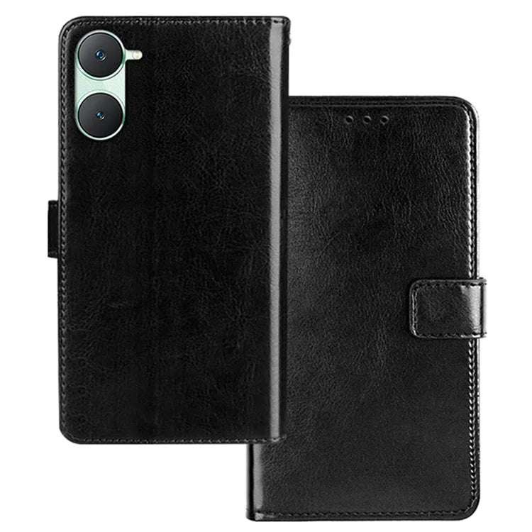 IDEWEI For vivo Y03 Case Foldable Stand Crazy Horse Texture Phone Cover