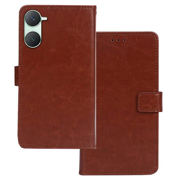 IDEWEI For vivo Y03 Case Foldable Stand Crazy Horse Texture Phone Cover