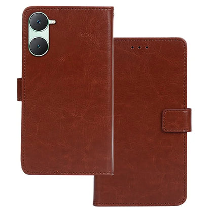 IDEWEI For vivo Y03 Case Foldable Stand Crazy Horse Texture Phone Cover