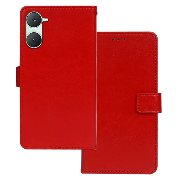 IDEWEI For vivo Y03 Case Foldable Stand Crazy Horse Texture Phone Cover