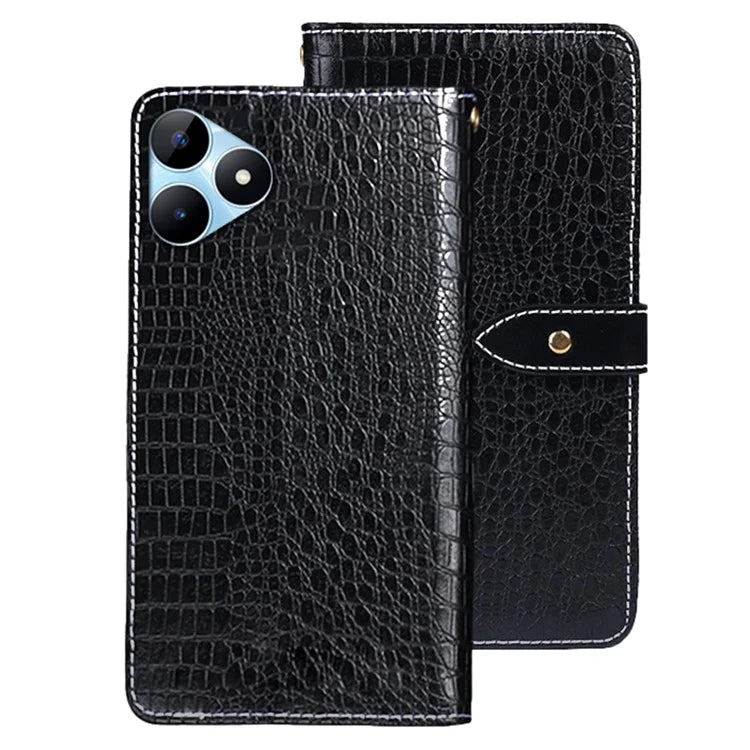 IDEWEI For Realme Note 50 4G Case Crocodile Texture PU Leather Phone Cover Horizontal Viewing Stand
